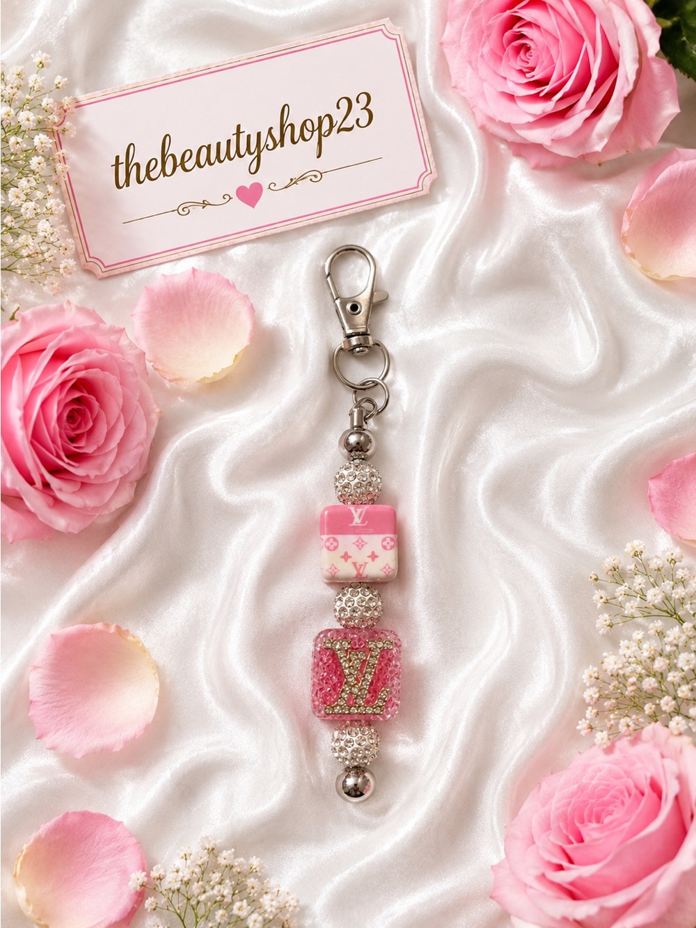 Handmade L V Pink Bling Boujee Bag Charm